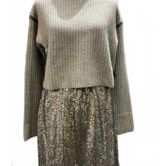 BRAZEAU TRICOT Sweaters - NEW BRAZEAU TRICOT women's cashmere soba funnel neck sweater in steel